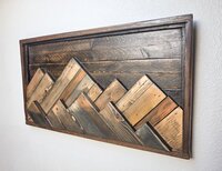 Reclaimed Wood Mountain Wall Art | Layered Mountain Range | Rustic Western Cabin Decor
