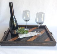 Reclaimed Wood Coffee Table Decor | Farmhouse Wood Tray with Handles | Rustic Centerpiece
