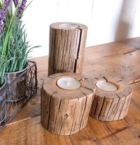 Buckrail Fence Tea Light Candle Holders | Rustic Reclaimed Wood Decor