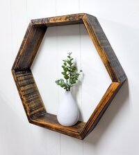 Handmade Reclaimed Wood Hexagon Shelf | Rustic Wyoming Farmhouse Wall Decor
