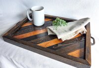 Reclaimed Wood Coffee Table Decor | Farmhouse Wood Tray with Handles | Rustic Centerpiece