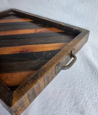 Reclaimed Wood Coffee Table Decor | Farmhouse Wood Tray with Handles | Rustic Centerpiece