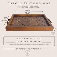 Large Ottoman Tray | Reclaimed Wood Herringbone | Rustic Coffee Table Tray