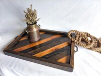 Reclaimed Wood Coffee Table Decor | Farmhouse Wood Tray with Handles | Rustic Centerpiece