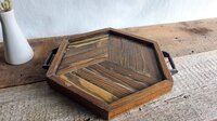 Coffee Table Tray | Reclaimed Wood Hexagon | Rustic Western Decor
