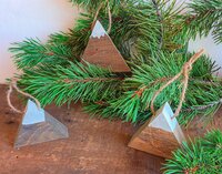 Reclaimed Wood Mountain Ornaments (SET OF 3) | Rustic Christmas Ornament | Handmade Wyoming Decor