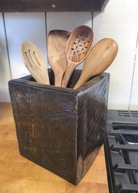 Reclaimed Wood Utensil Holder | Rustic Wooden Kitchen Organizer | Farmhouse Countertop Storage