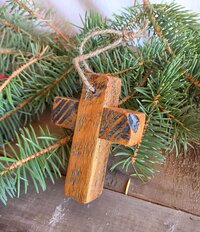 Reclaimed Wood Cross Ornament | Rustic Christmas Ornament | Handmade Christian Decor