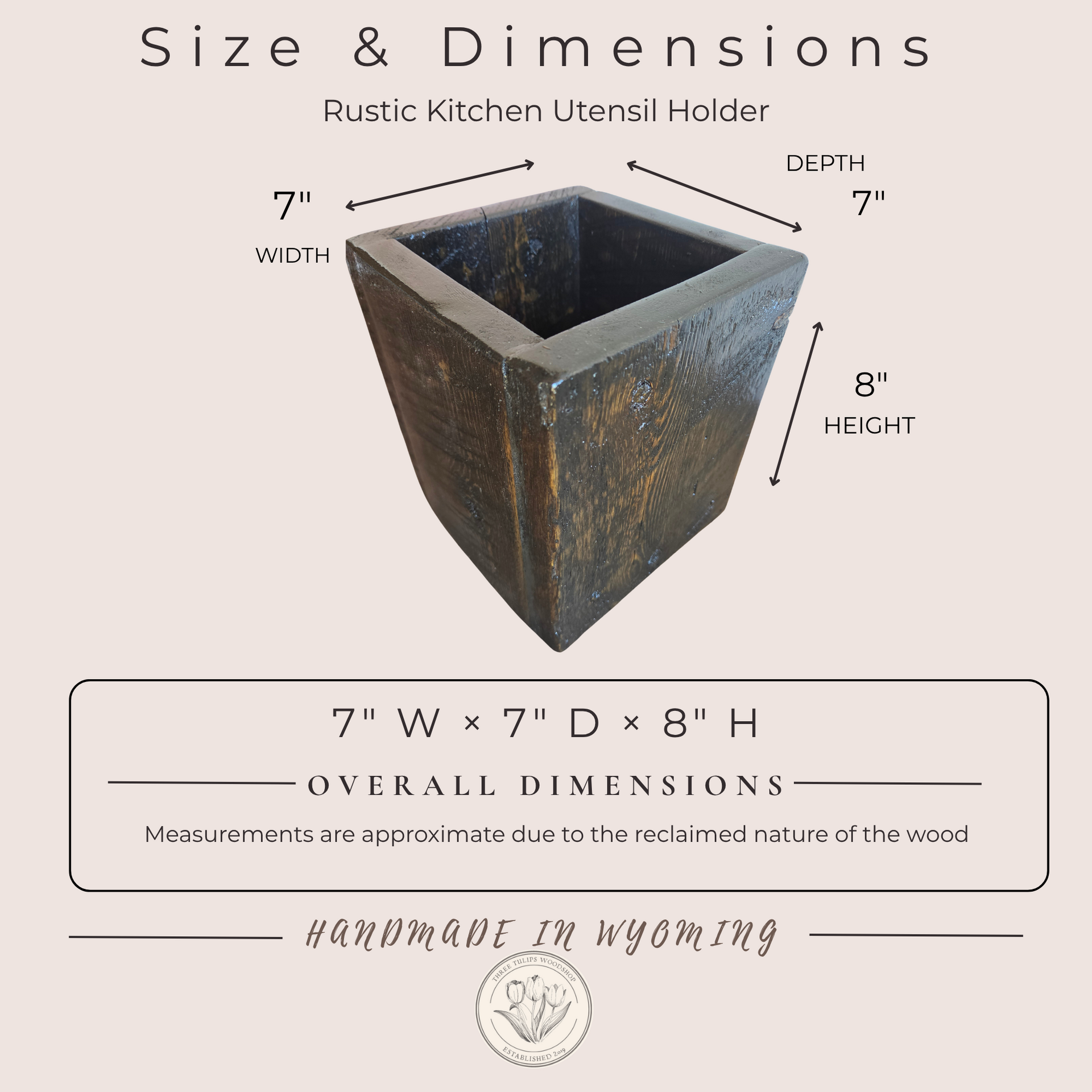 Rustic Reclaimed Wood Kitchen Utensil Holder