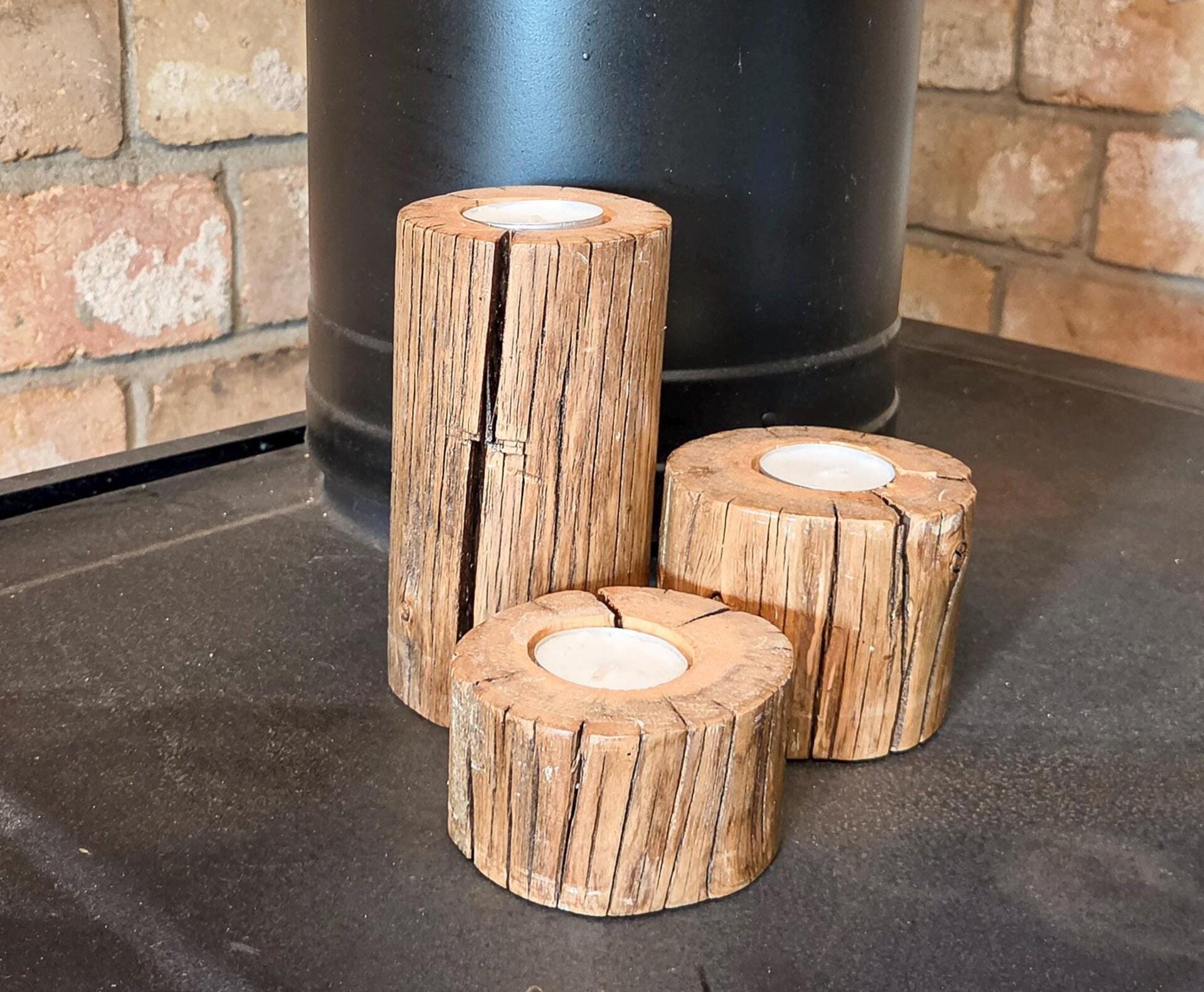 Buckrail Fence Tea Light Candle Holders | Rustic Reclaimed Wood Decor