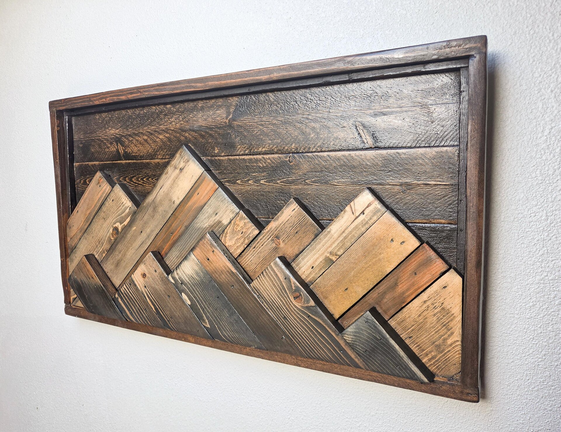 Reclaimed Wood Mountain Wall Art | Layered Mountain Range | Rustic Western Cabin Decor