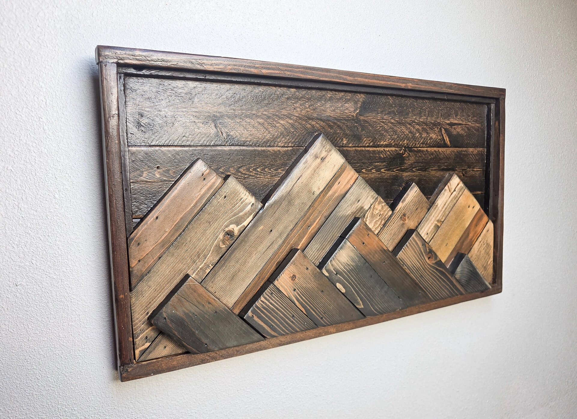 Reclaimed Wood Mountain Wall Art | Layered Mountain Range | Rustic Western Cabin Decor
