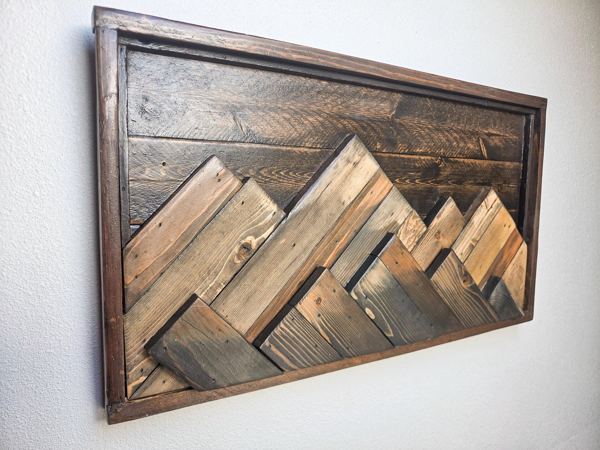 Reclaimed Wood Mountain Wall Art | Layered Mountain Range | Rustic Western Cabin Decor