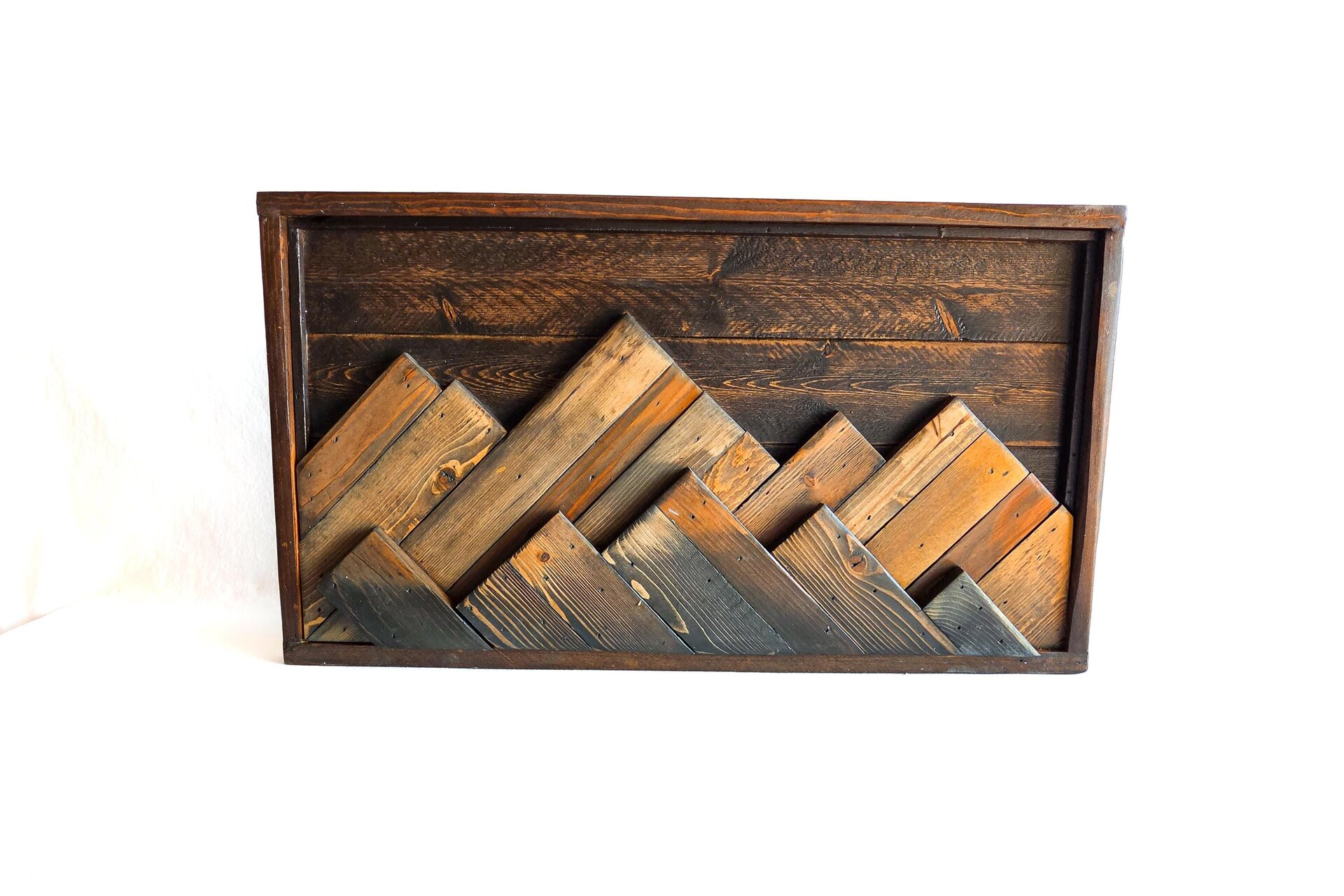 Reclaimed Wood Mountain Wall Art | Layered Mountain Range | Rustic Western Cabin Decor