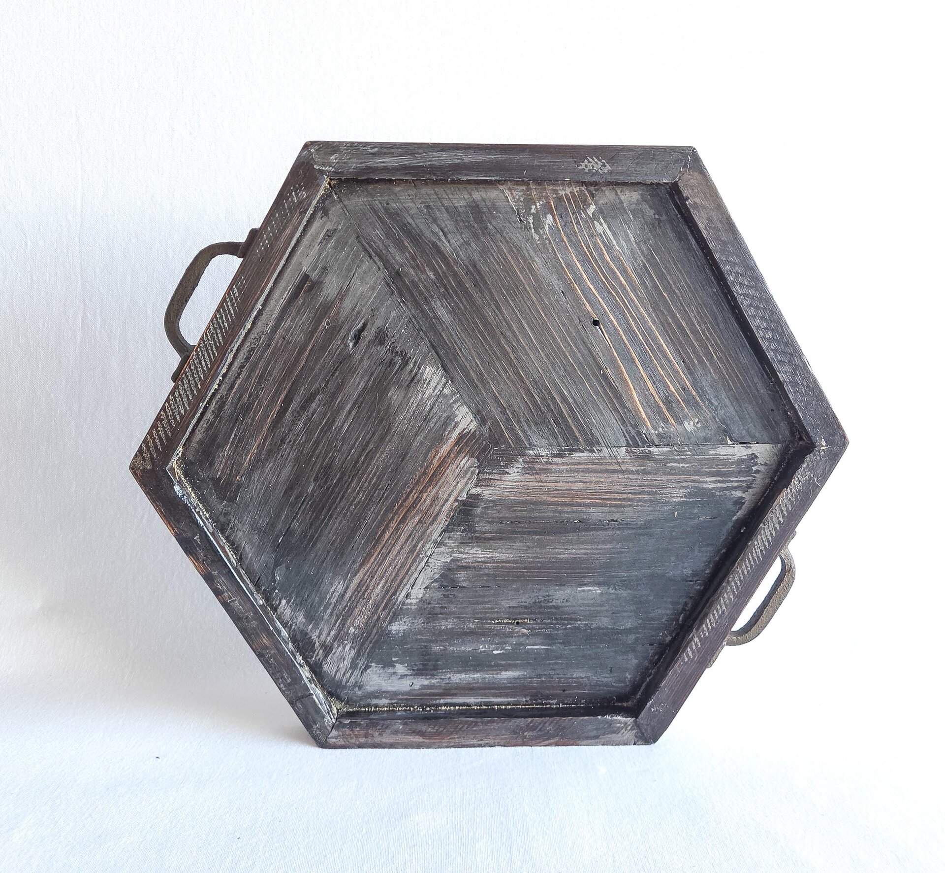 Coffee Table Tray | Reclaimed Wood Hexagon | Rustic Western Decor