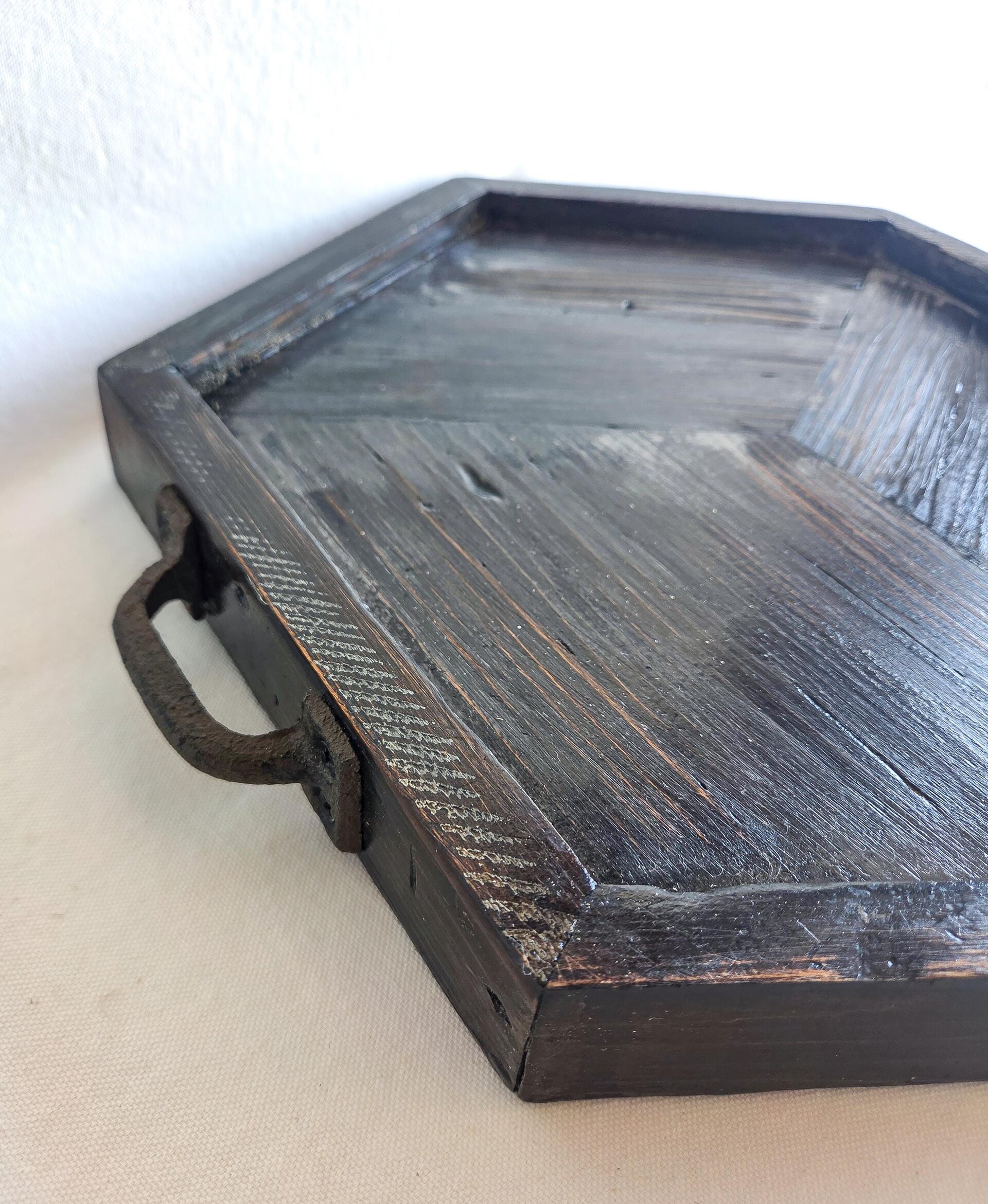 Coffee Table Tray | Reclaimed Wood Hexagon | Rustic Western Decor