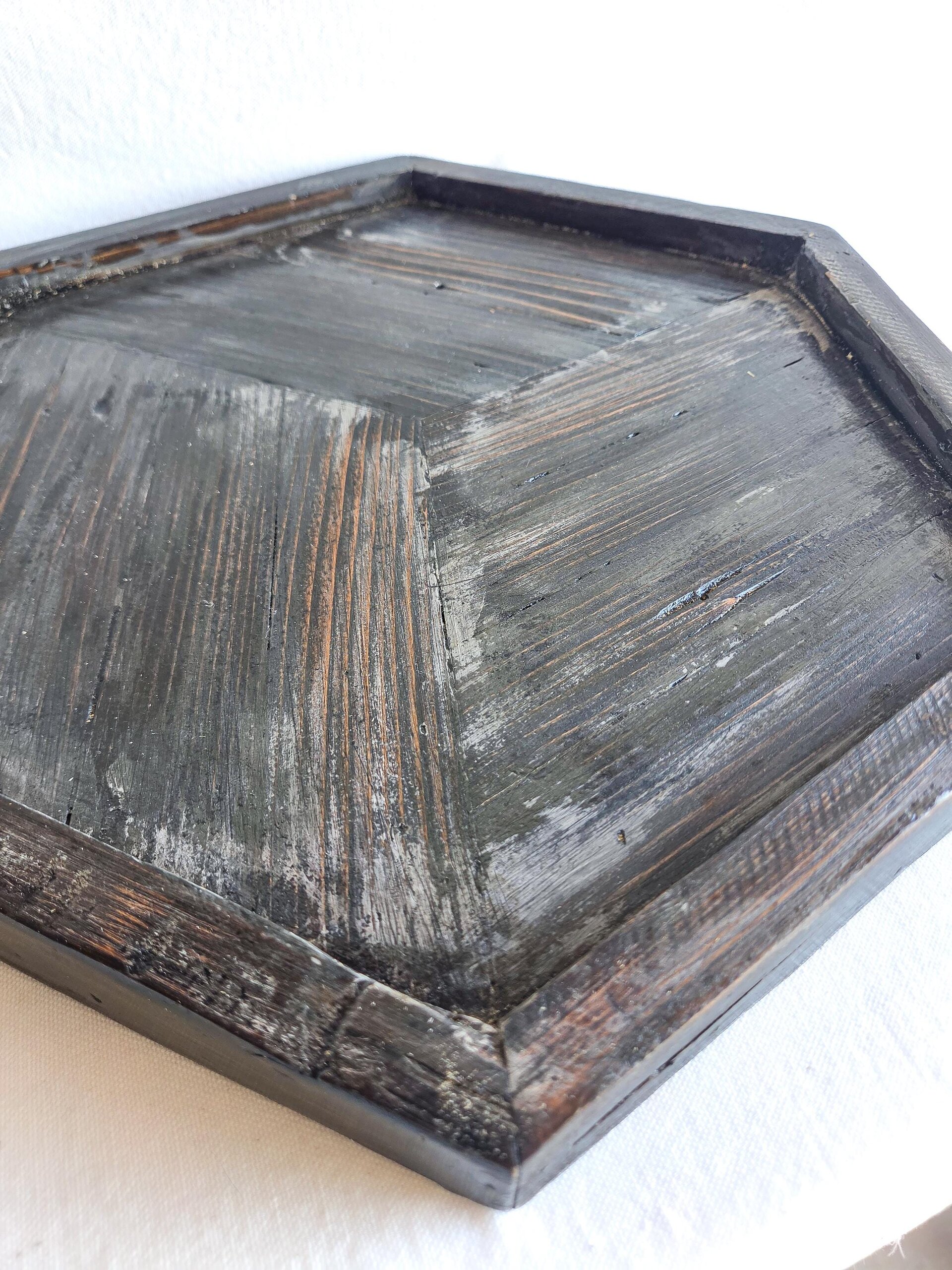 Coffee Table Tray | Reclaimed Wood Hexagon | Rustic Western Decor