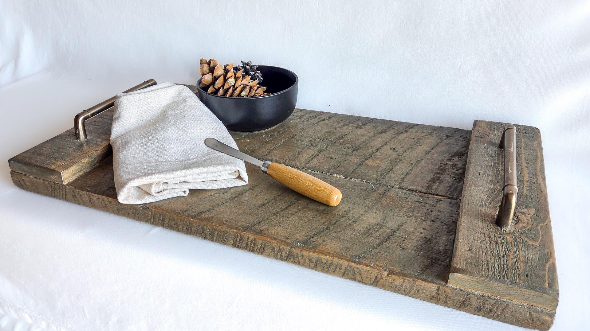 Coffee Table Tray | Rustic Ottoman Decor | Reclaimed Wood Serving Tray
