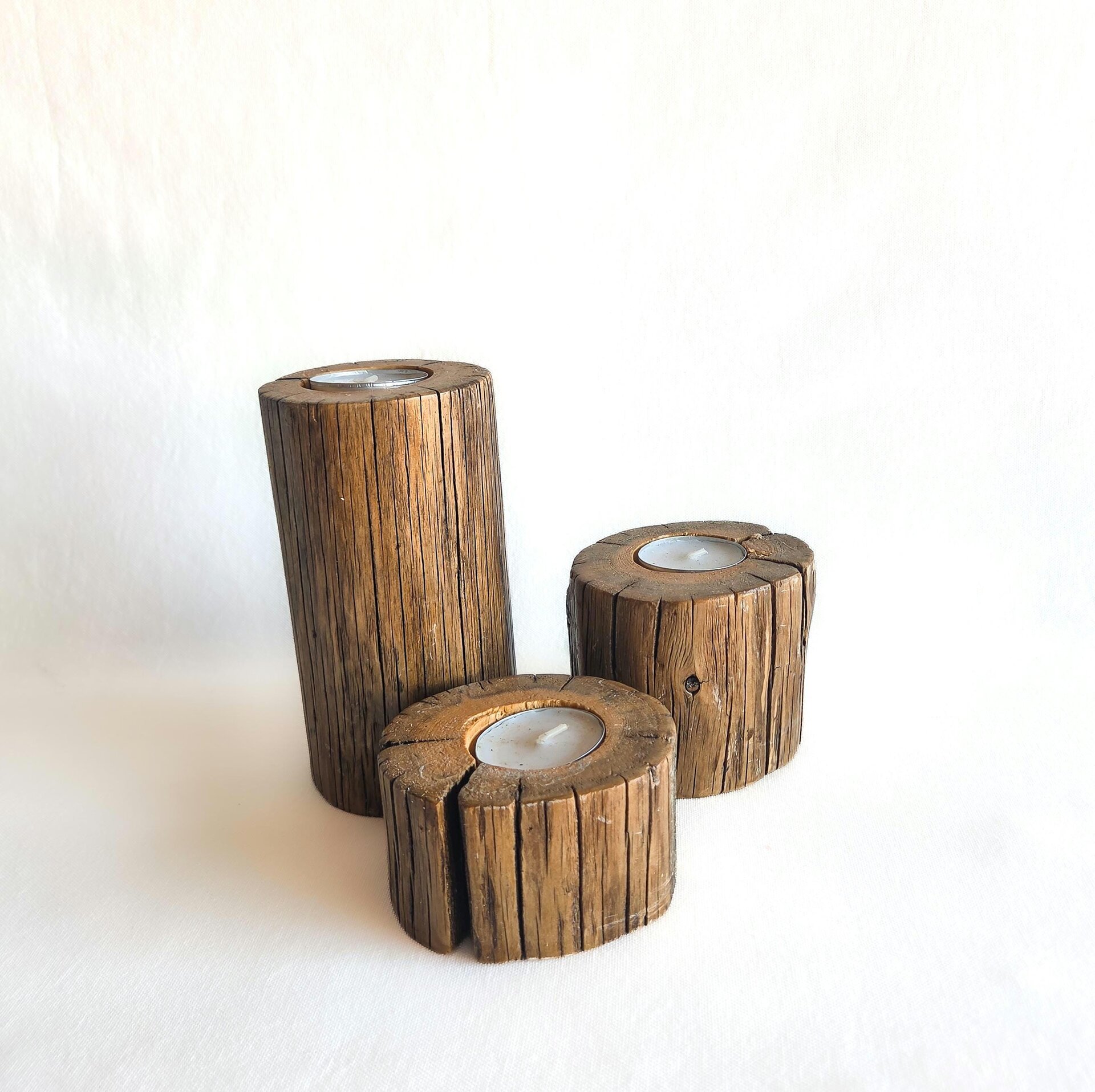 Buckrail Fence Tea Light Candle Holders | Rustic Reclaimed Wood Decor