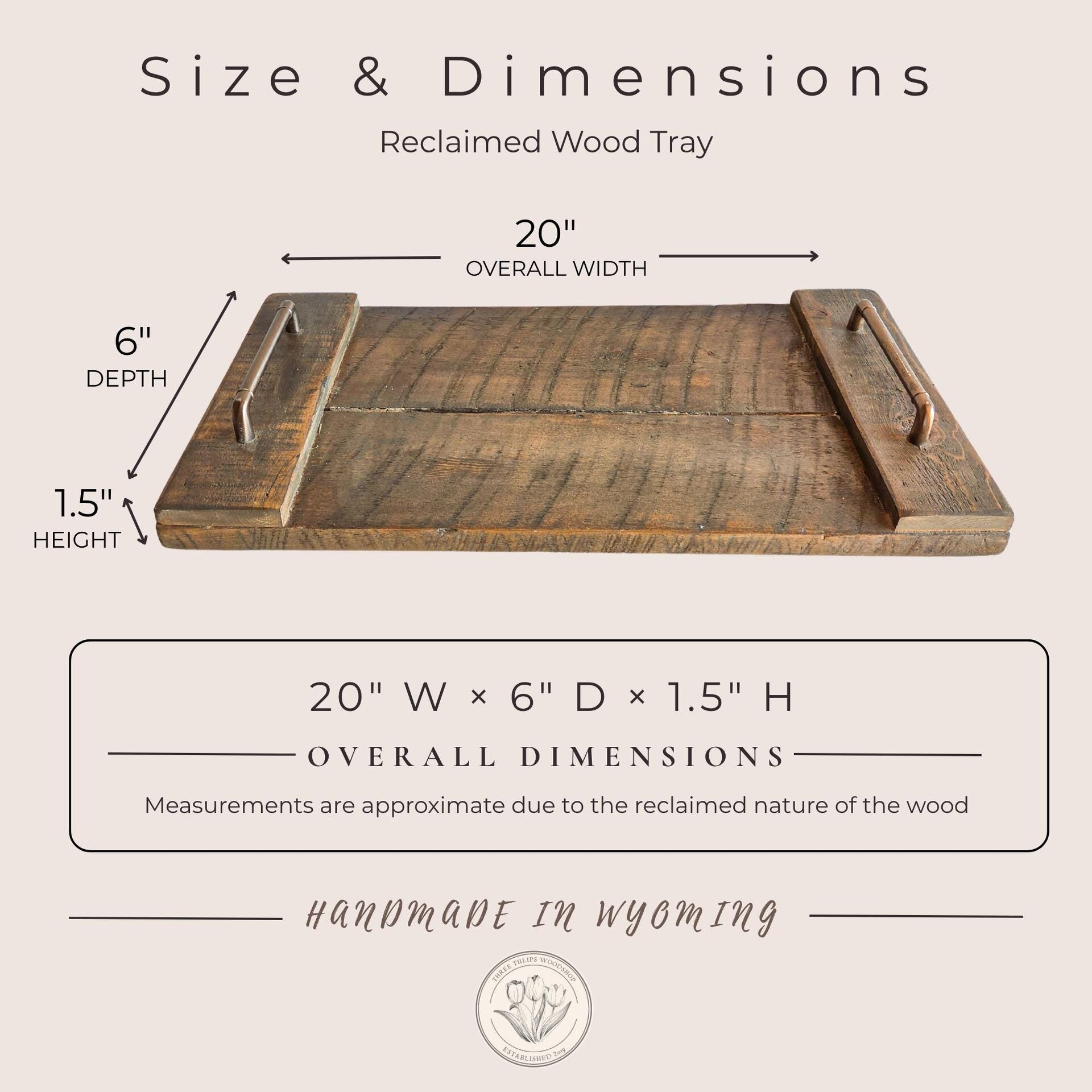 Coffee Table Tray | Rustic Ottoman Decor | Reclaimed Wood Serving Tray
