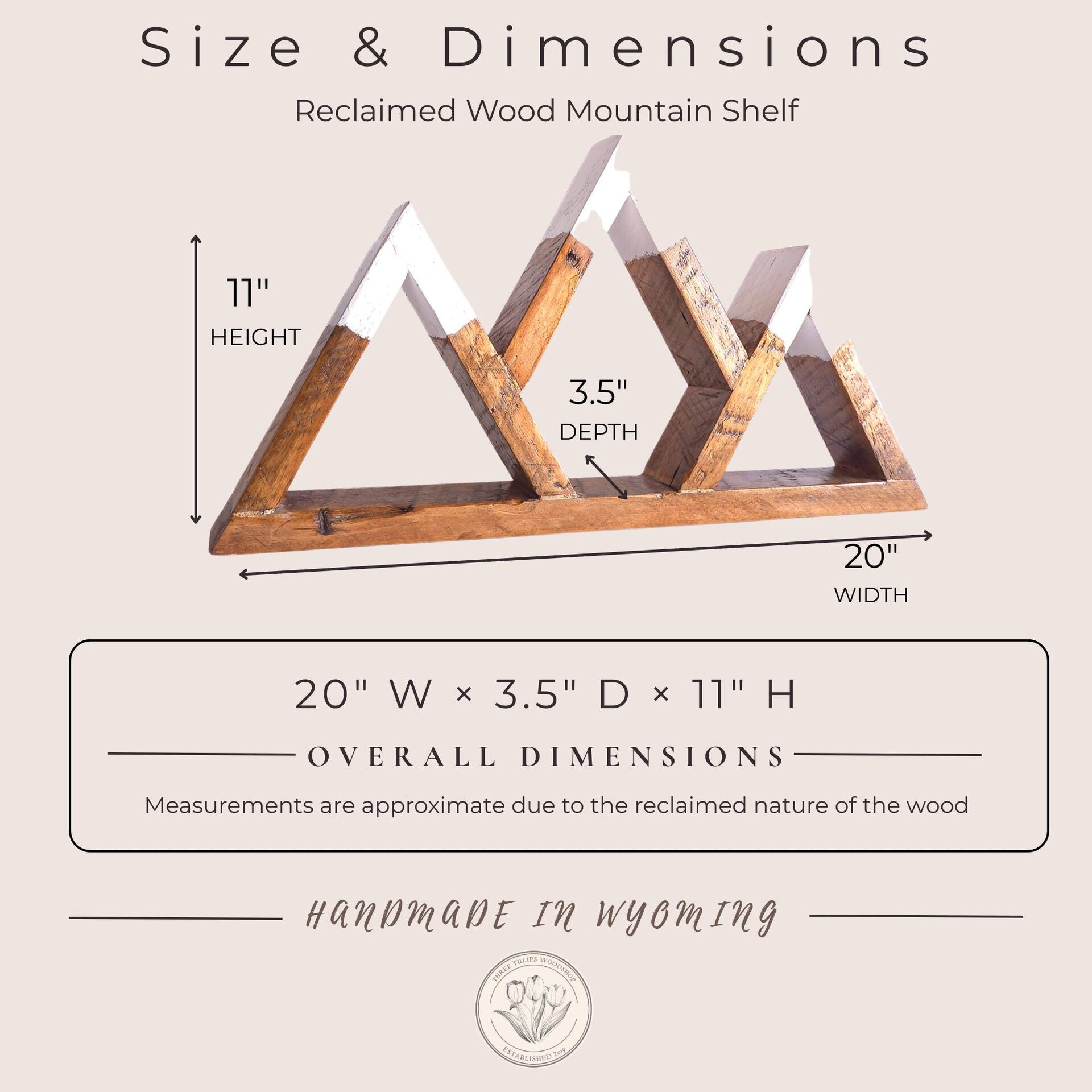 Reclaimed Wood Mountain Decor | Handmade Wyoming Shelf | Rustic Cabin Decor