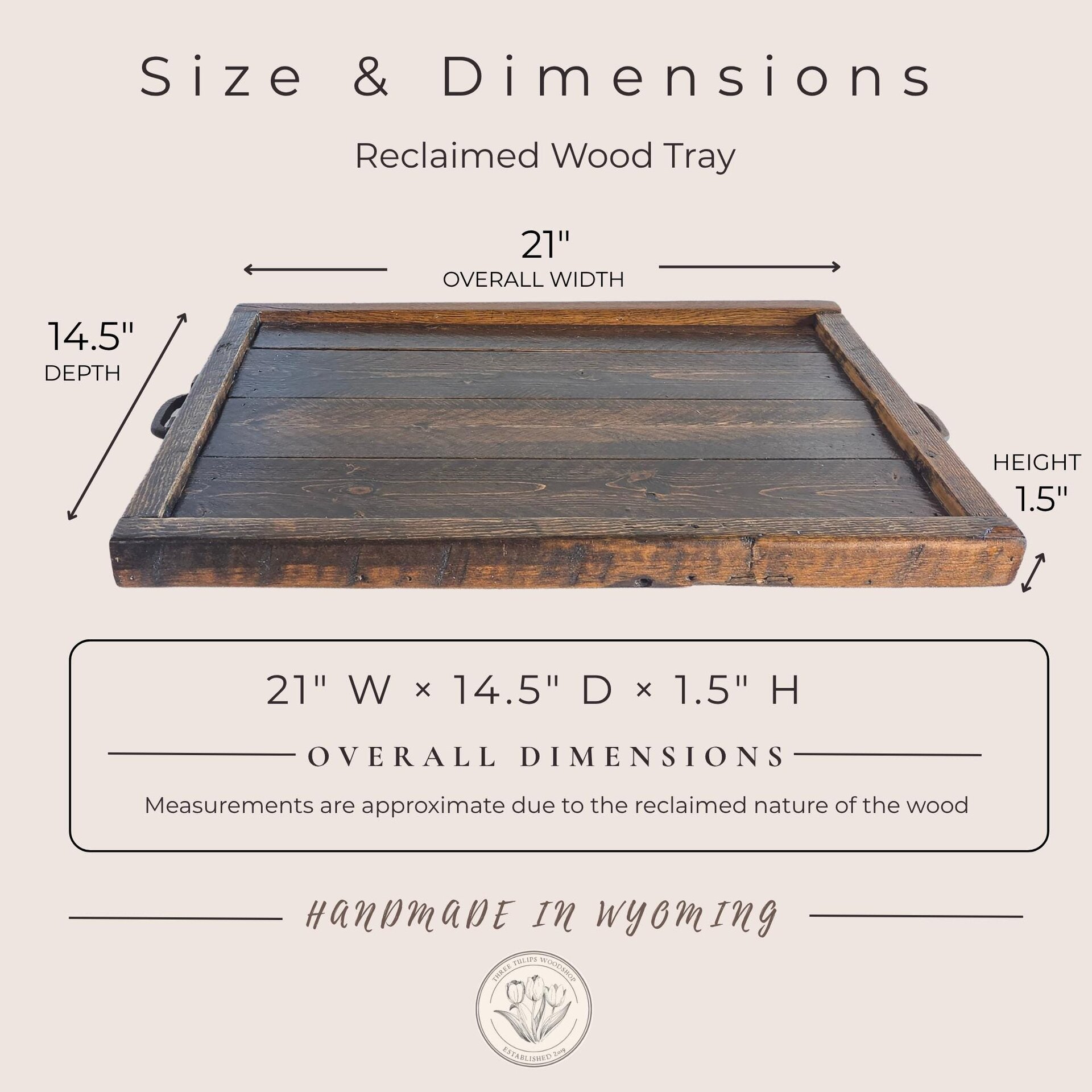 Reclaimed Wood Coffee Table Tray | Rustic Ottoman Tray | Wooden Platter