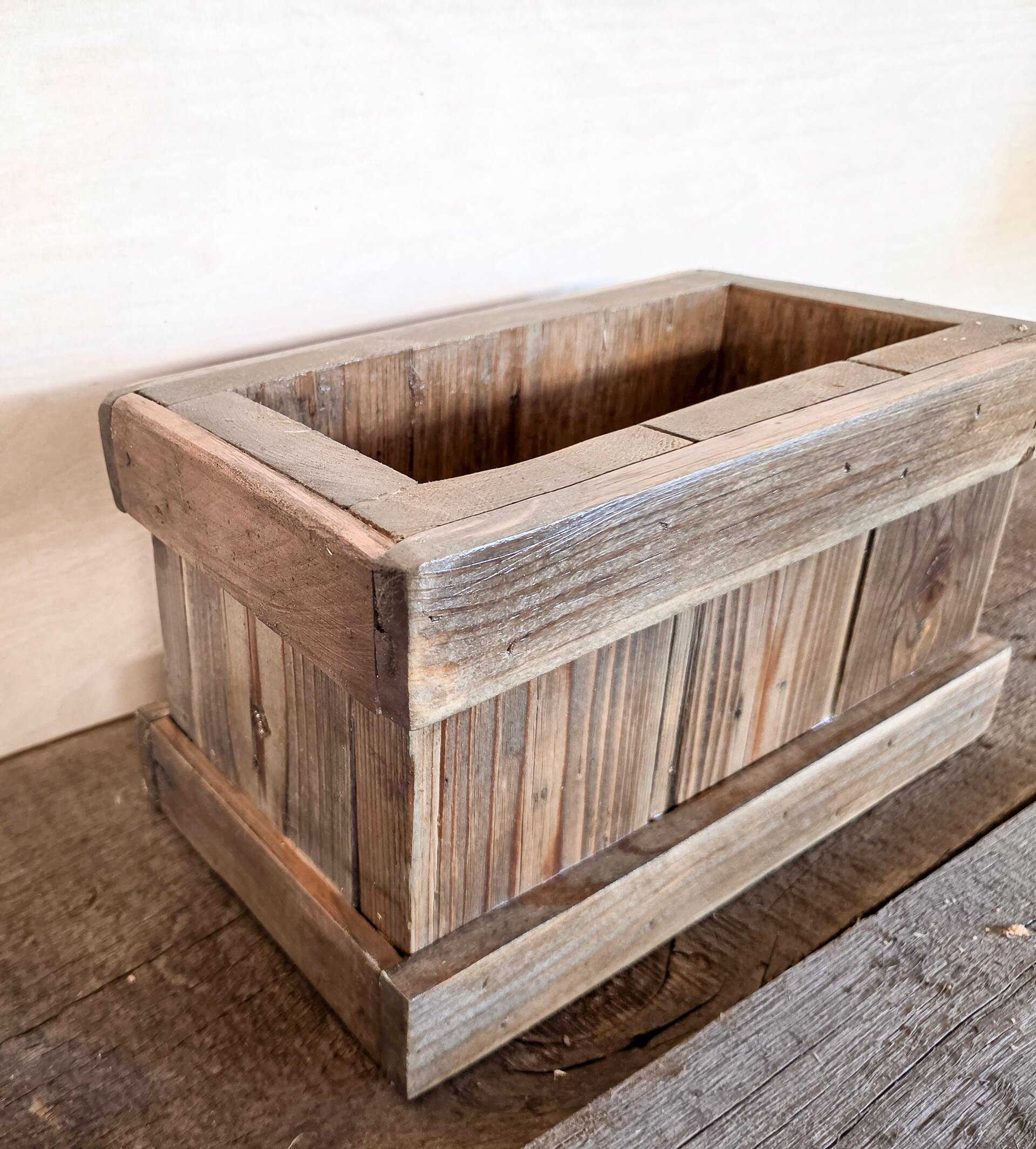 Rustic Reclaimed Wood Centerpiece Box | Farmhouse Table Decor | Wooden Decorative Caddy | Wyoming Handmade