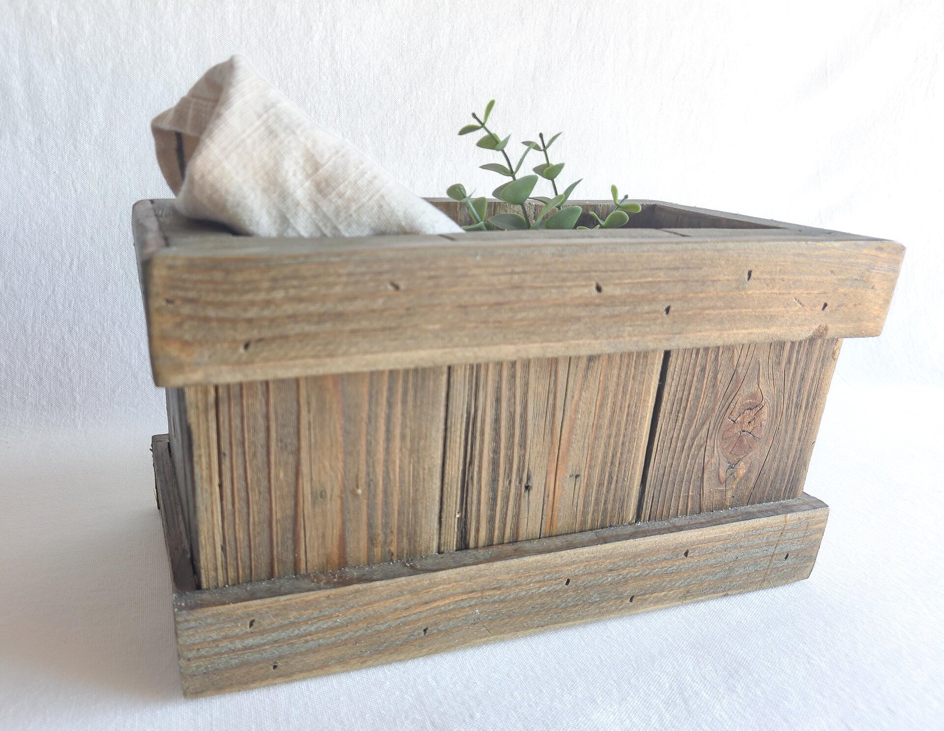 Rustic Reclaimed Wood Centerpiece Box | Farmhouse Table Decor | Wooden Decorative Caddy | Wyoming Handmade
