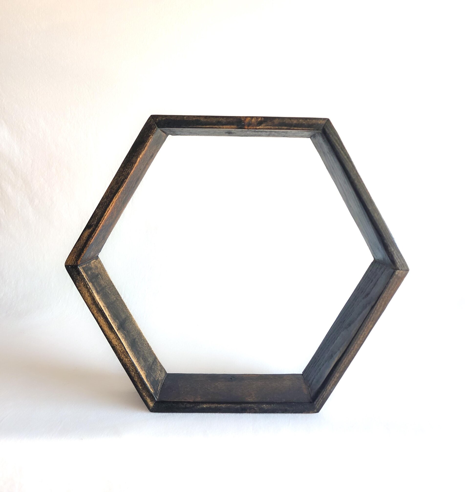 Handmade Reclaimed Wood Hexagon Shelf | Rustic Wyoming Farmhouse Wall Decor