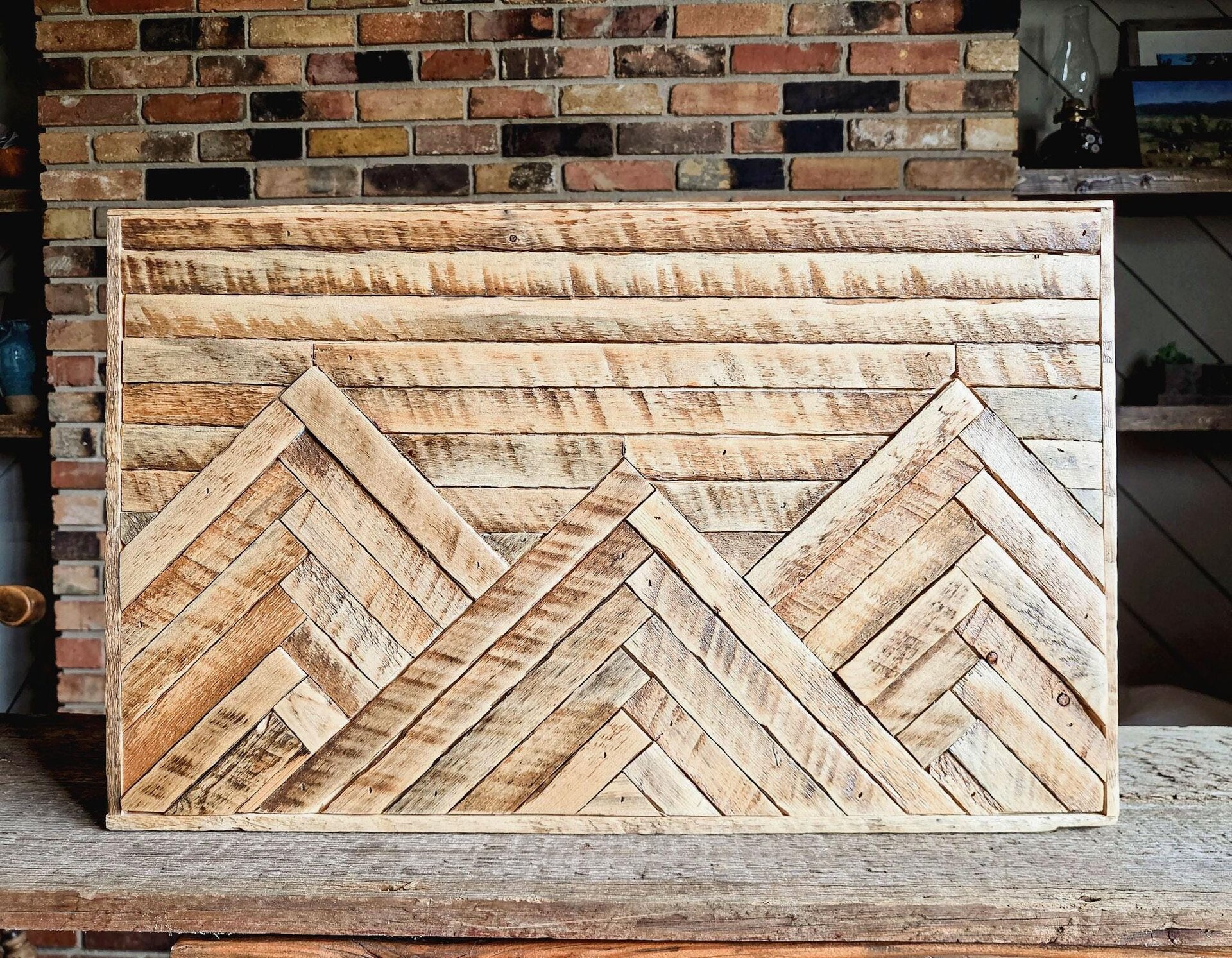 Reclaimed Wood Mountain Wall Art | Rustic Cabin Decor | Handmade in Wyoming