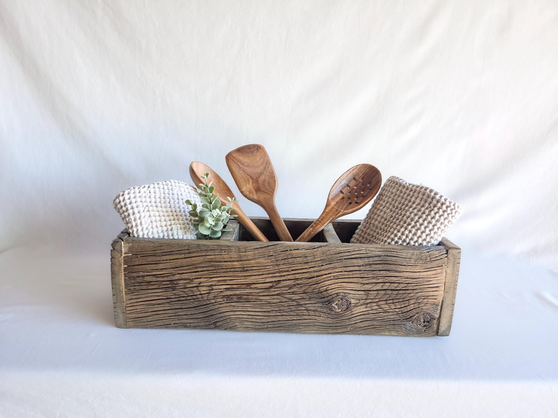 Reclaimed Wood Desk Organizer | Rustic Remote, Desk & Countertop Storage