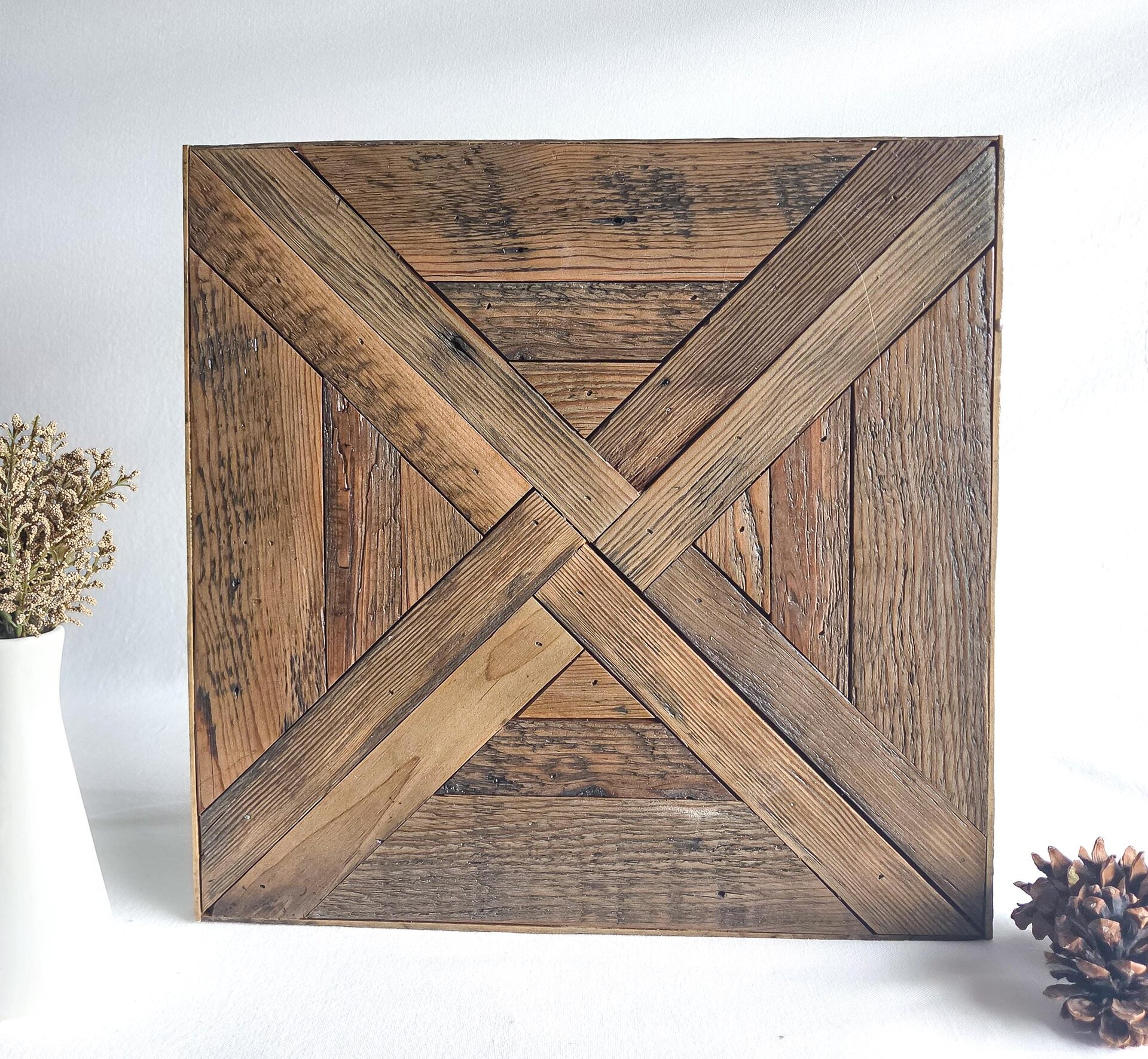Reclaimed Wood Wall Art | Geometric Western Decor | Rustic Wyoming Decor