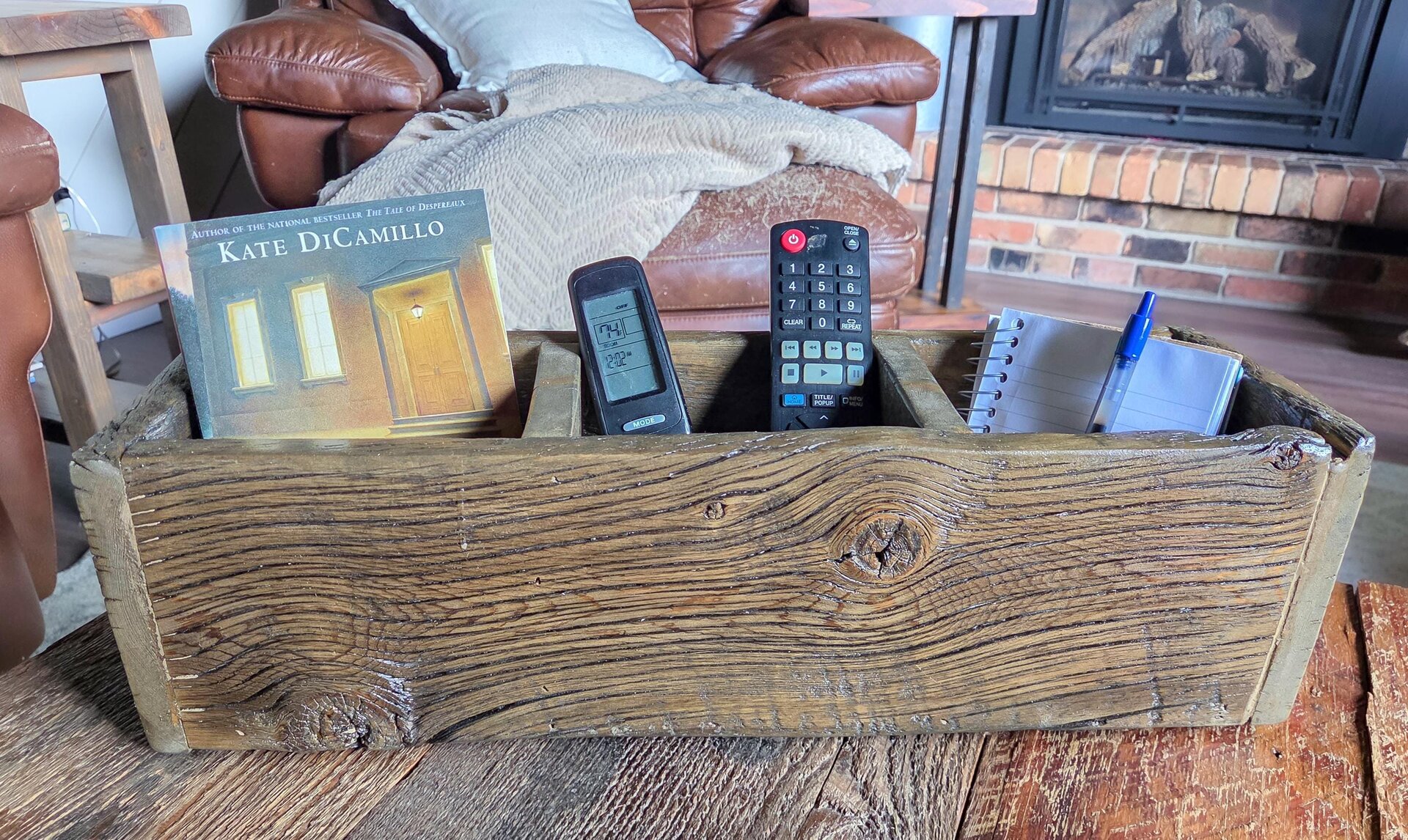 Reclaimed Wood Desk Organizer | Rustic Remote, Desk & Countertop Storage
