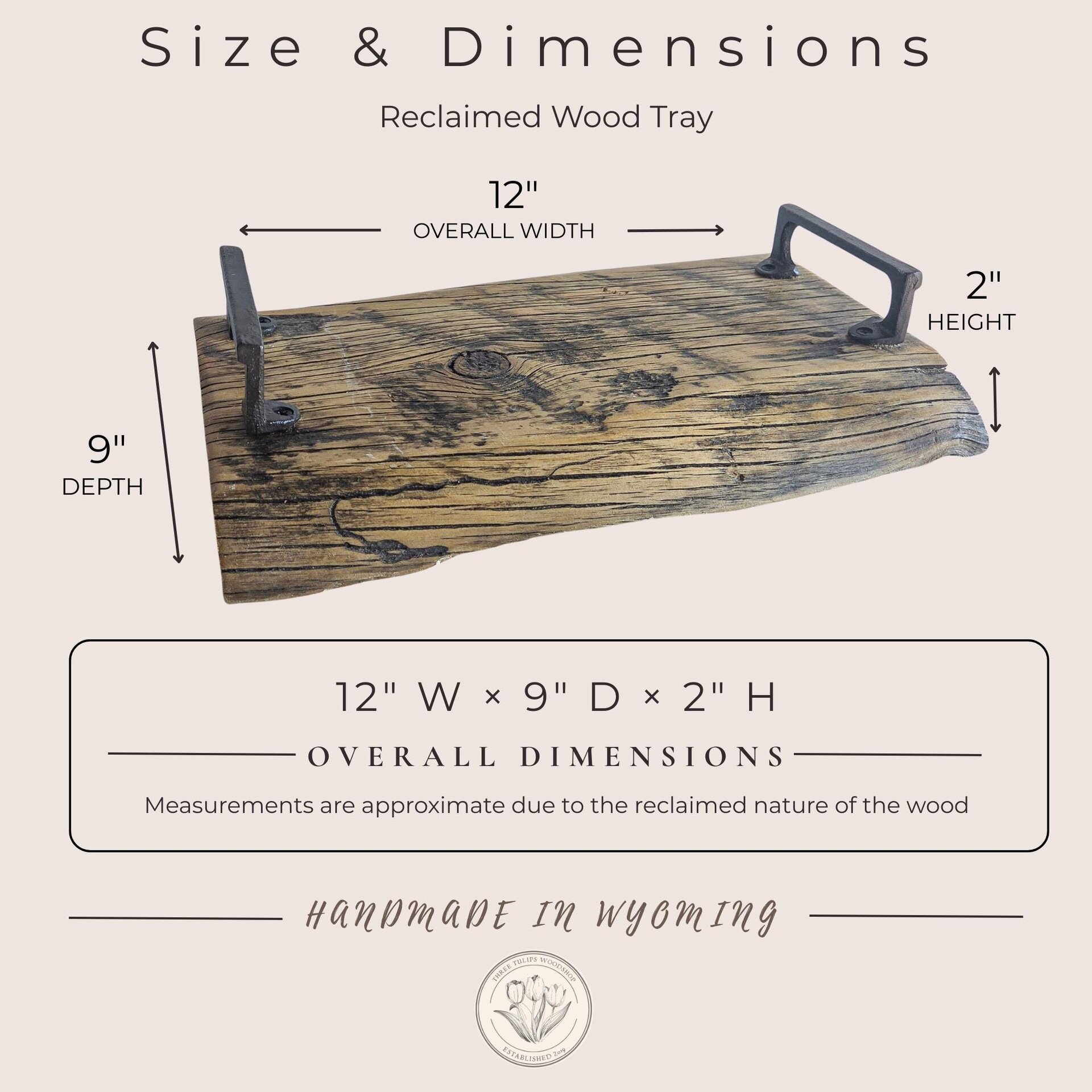 Wood Countertop Tray | Decorative Ottoman Tray | Rustic Centerpiece