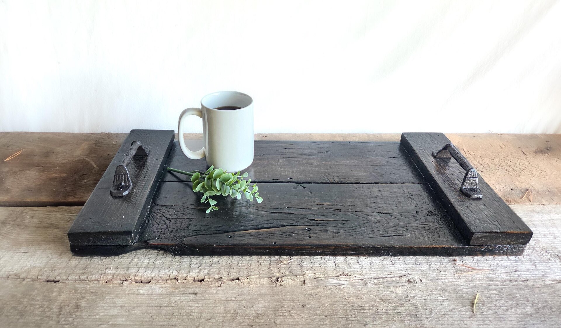 Reclaimed Wood Coffee Table Tray | Large Ottoman Tray | Rustic Centerpiece