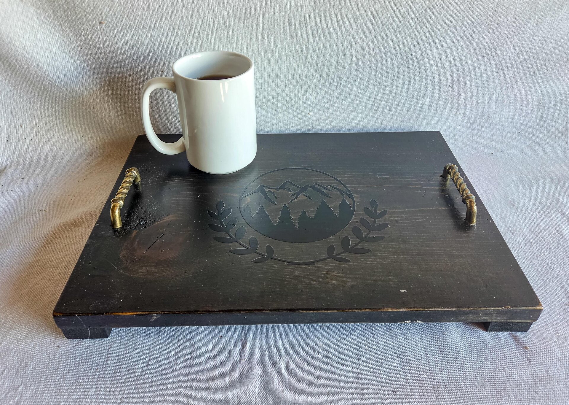 Coffee Table Tray | Reclaimed Wood Mountain Design | Rustic Western Decor