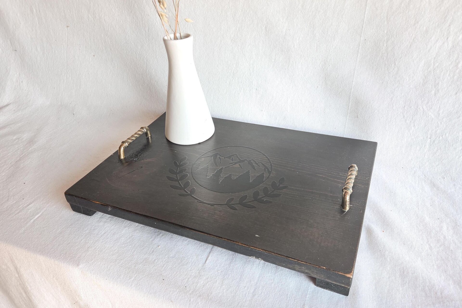 Coffee Table Tray | Reclaimed Wood Mountain Design | Rustic Western Decor