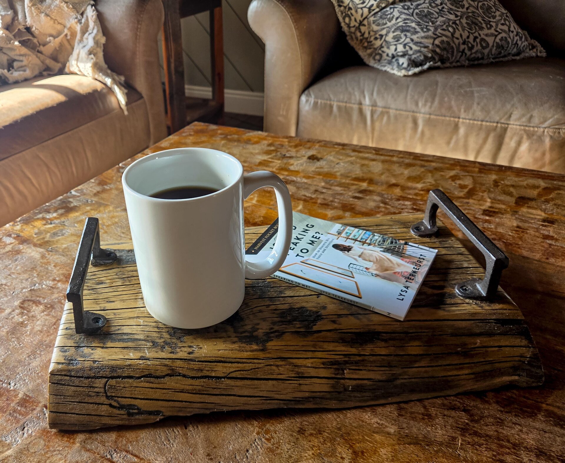 Wood Countertop Tray | Decorative Ottoman Tray | Rustic Centerpiece