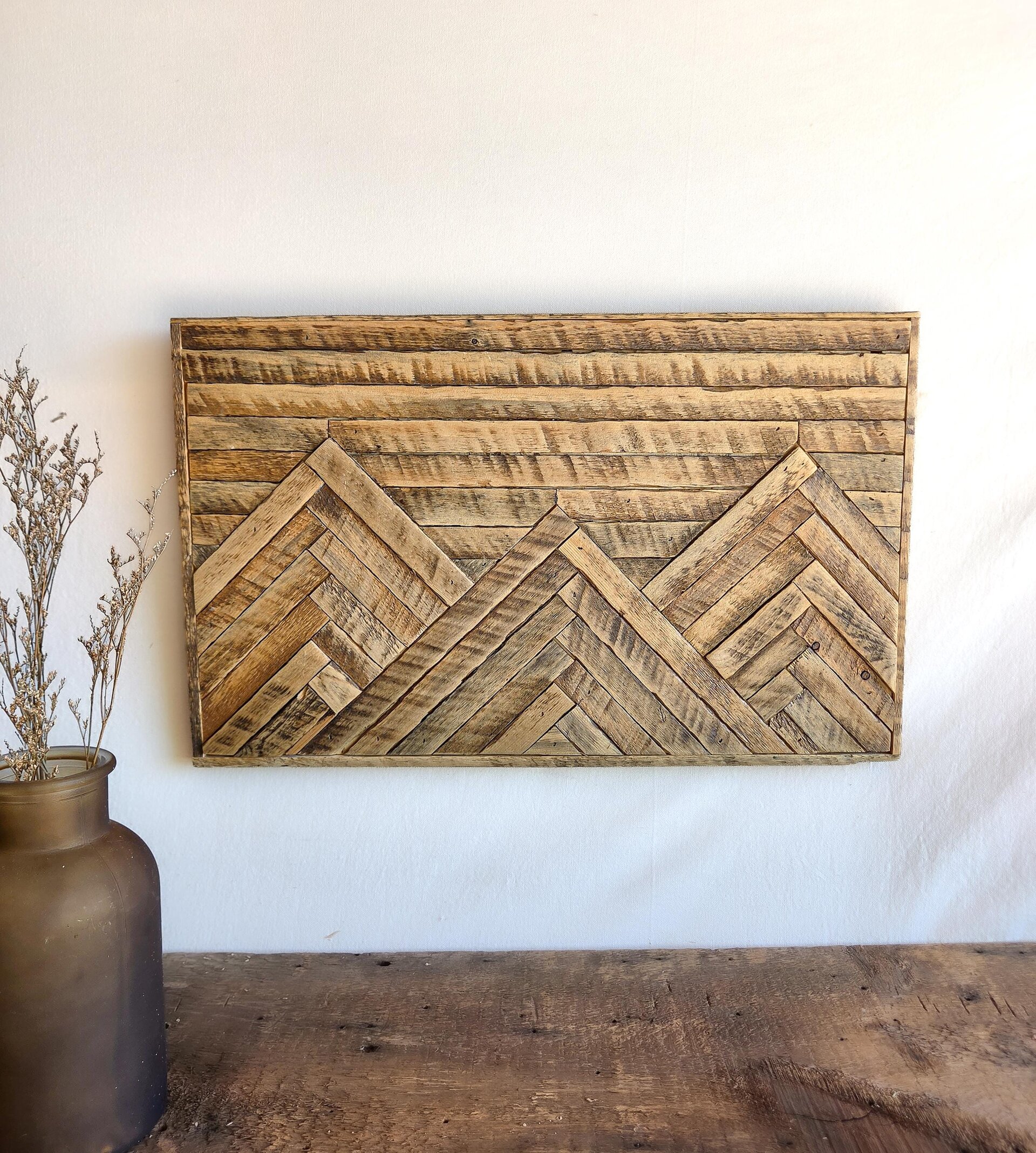 Reclaimed Wood Mountain Wall Art | Rustic Cabin Decor | Handmade in Wyoming