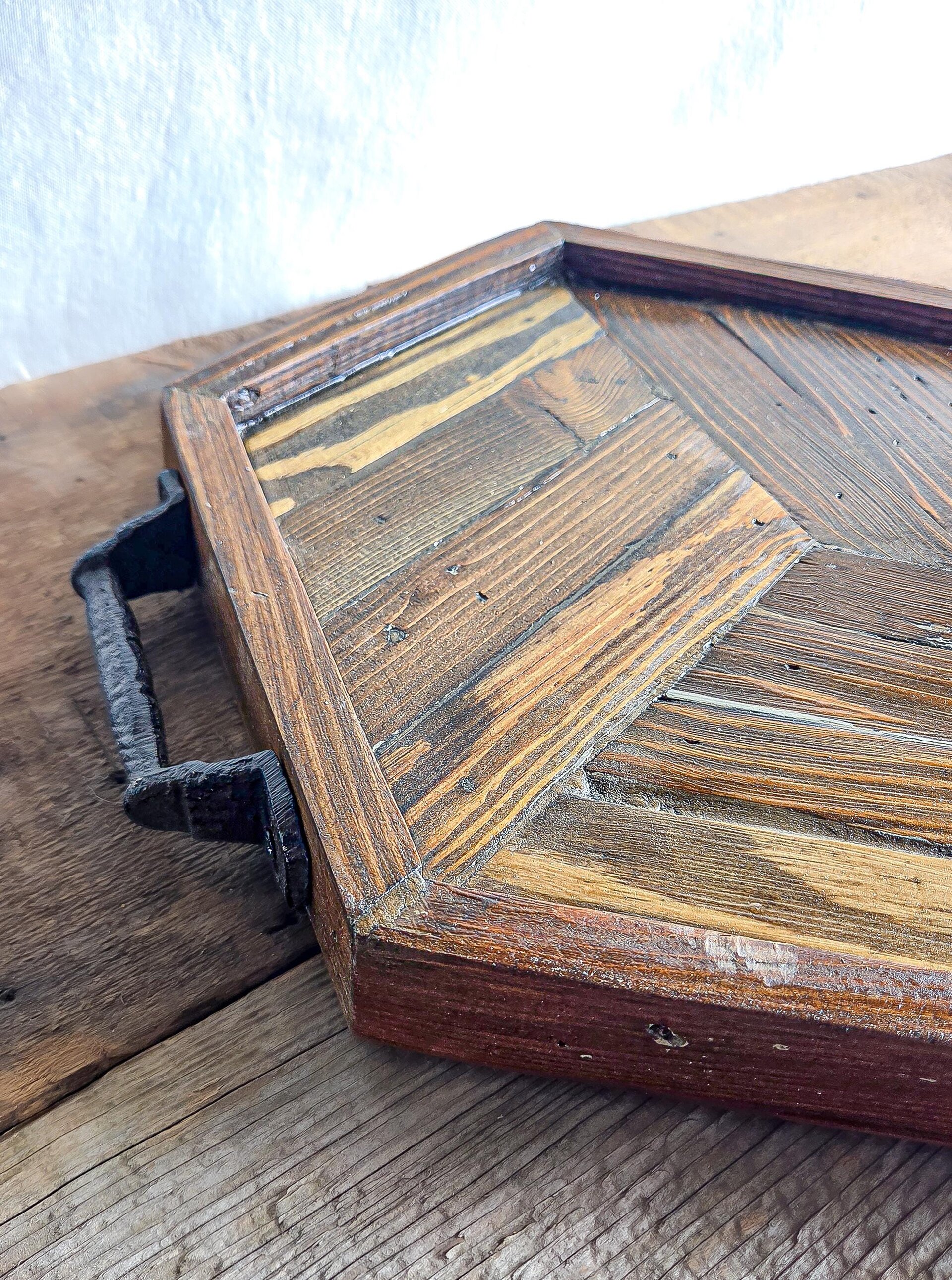 Coffee Table Tray | Reclaimed Wood Hexagon | Rustic Western Decor