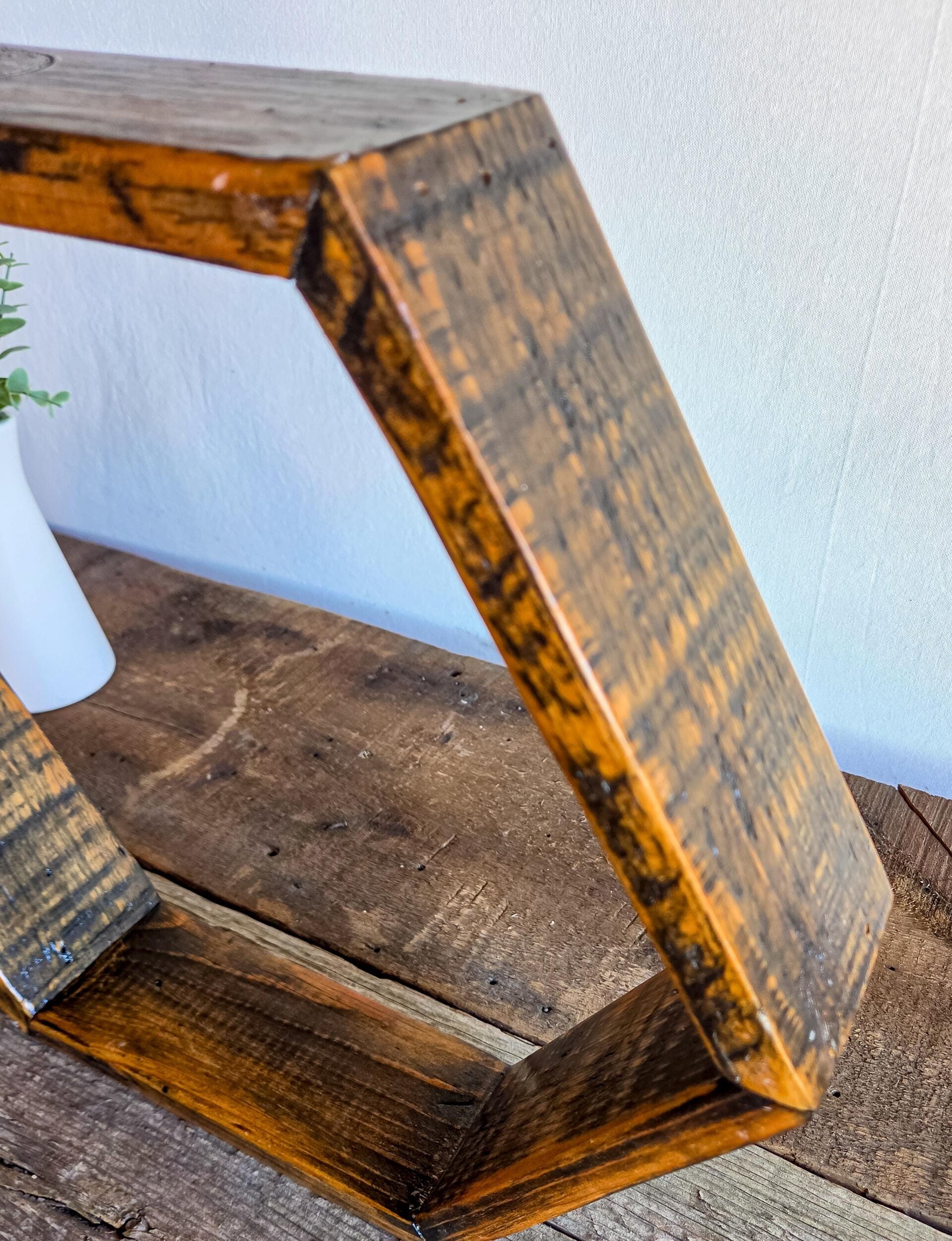 Handmade Reclaimed Wood Hexagon Shelf | Rustic Wyoming Farmhouse Wall Decor