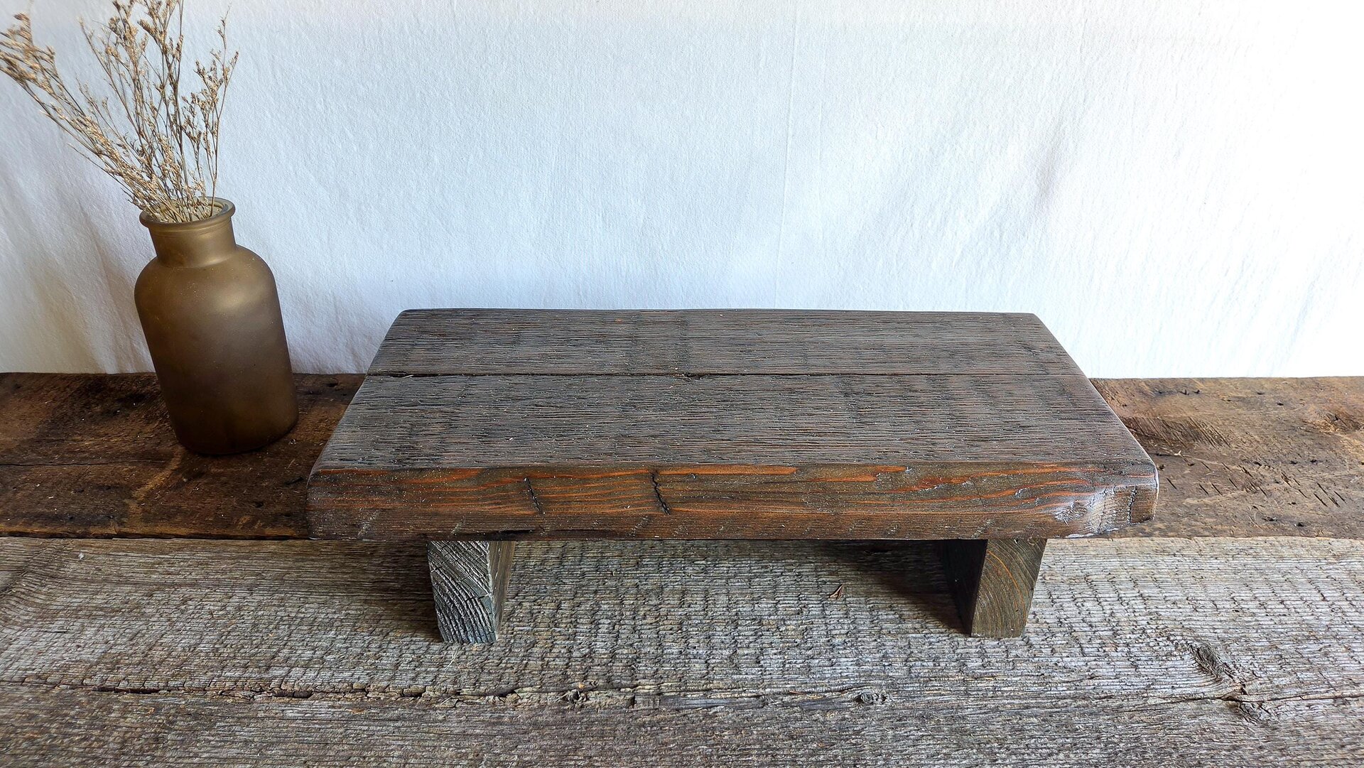 Large Reclaimed Wood Riser | 20" Rustic Display Stand | Farmhouse Kitchen Riser | Handmade in Wyoming