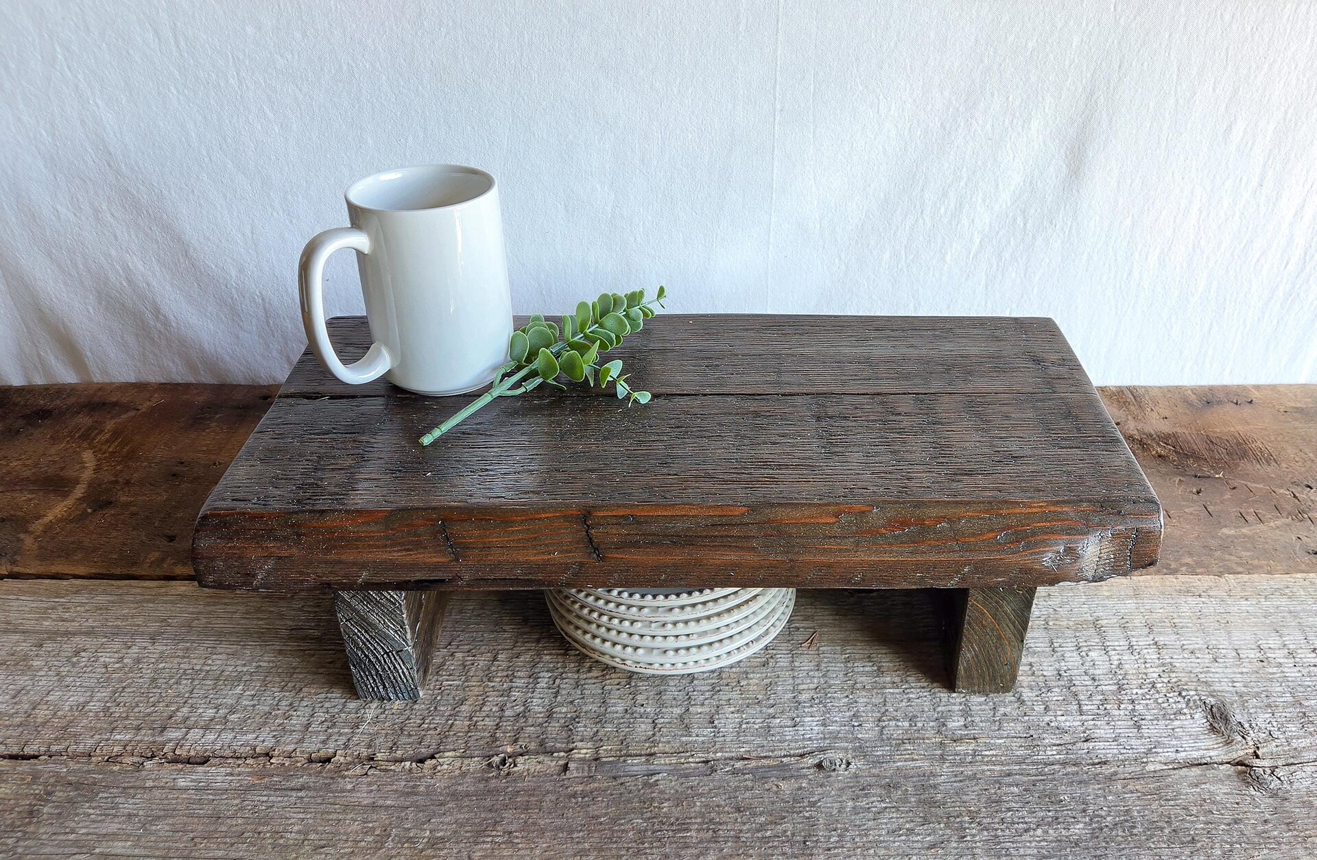 Large Reclaimed Wood Riser | 20" Rustic Display Stand | Farmhouse Kitchen Riser | Handmade in Wyoming