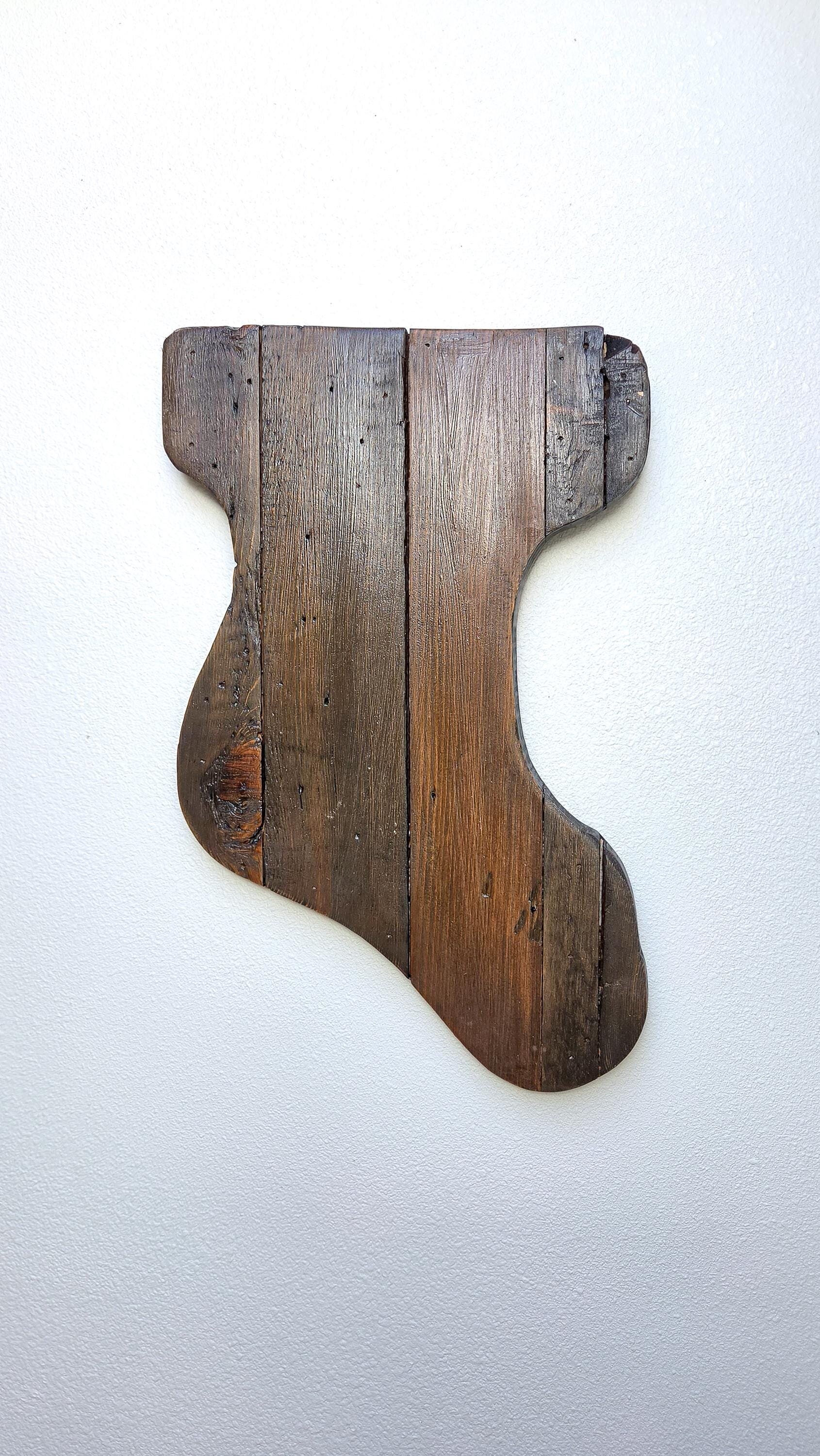 Reclaimed Wooden Christmas Stocking | Rustic Western Holiday Wall Decor