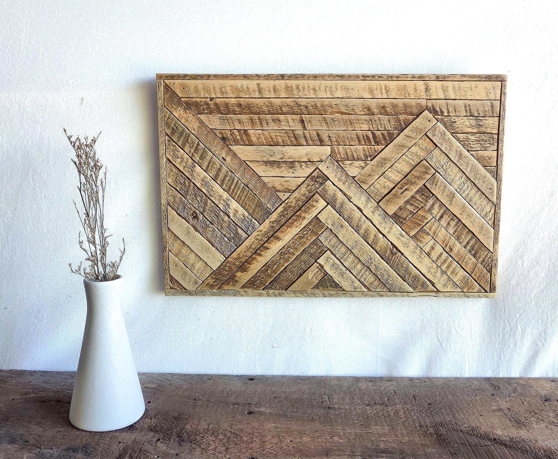 Reclaimed Wood Mountain Wall Art | Rustic Wood Cabin Decor | Handmade in Wyoming