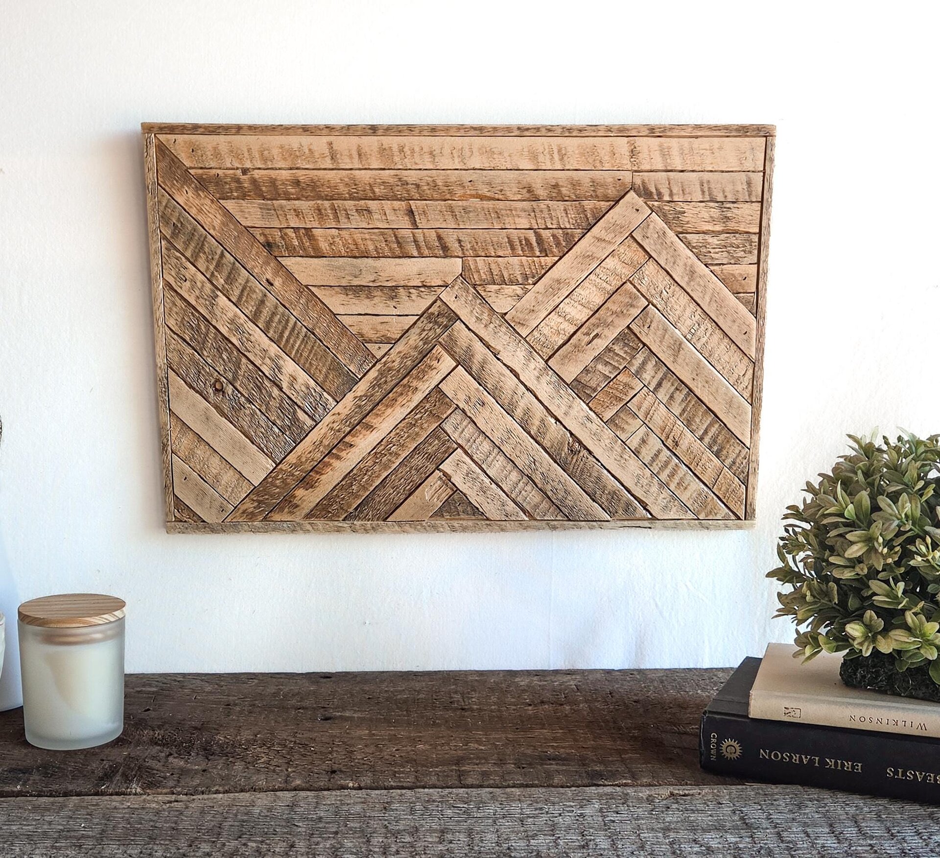 Reclaimed Wood Mountain Wall Art | Rustic Wood Cabin Decor | Handmade in Wyoming