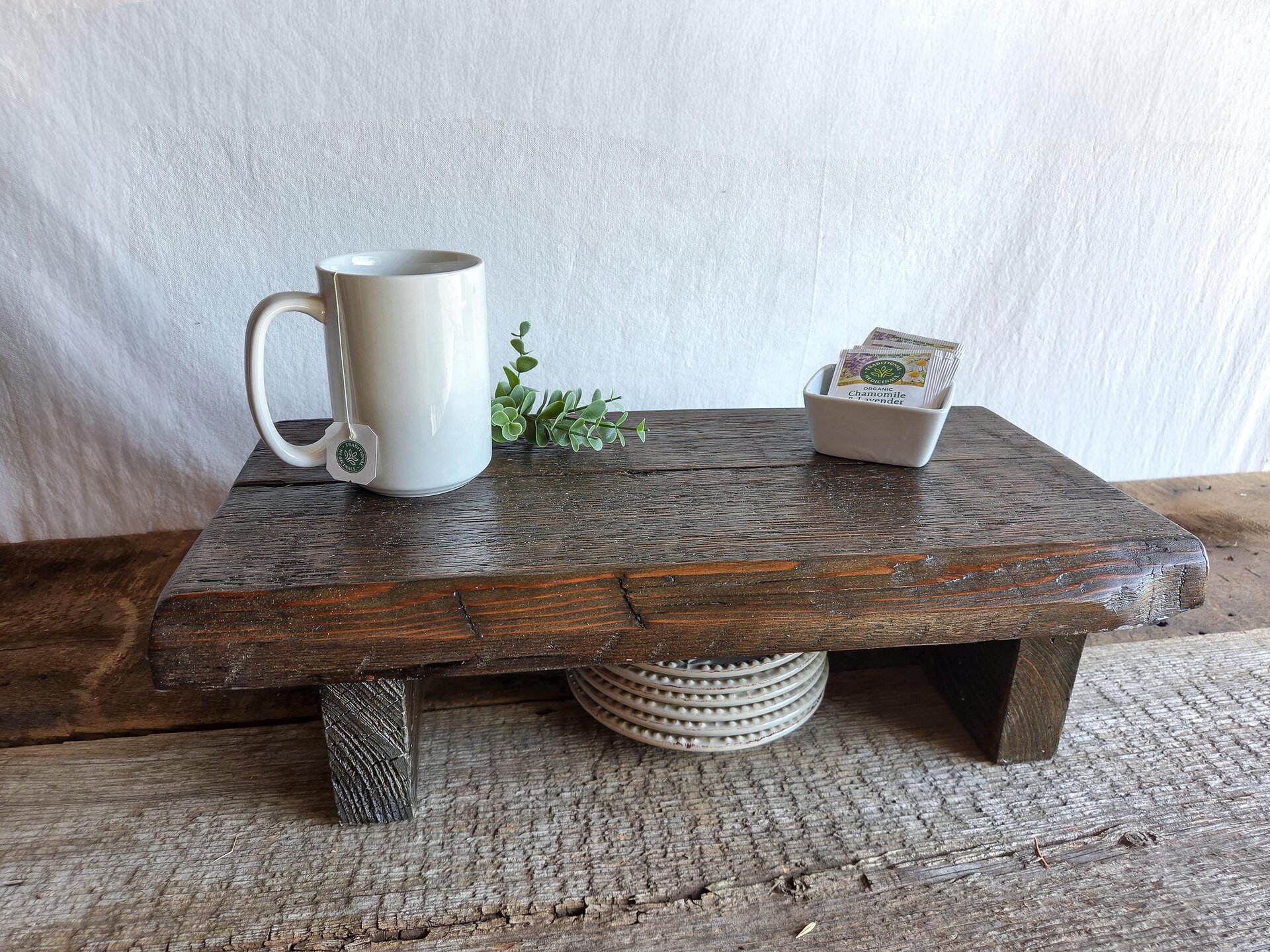 Large Reclaimed Wood Riser | 20" Rustic Display Stand | Farmhouse Kitchen Riser | Handmade in Wyoming