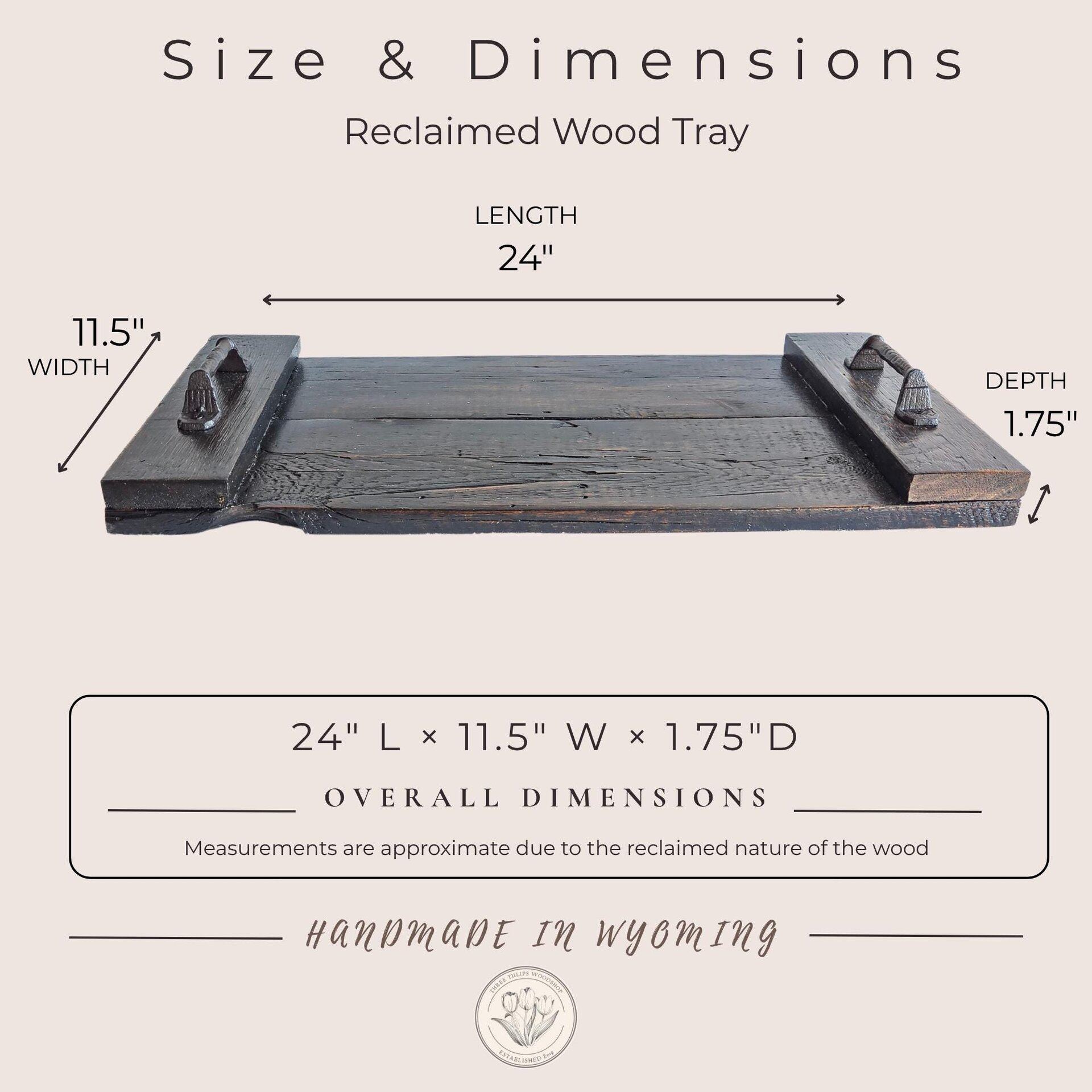 Reclaimed Wood Coffee Table Tray | Large Ottoman Tray | Rustic Centerpiece