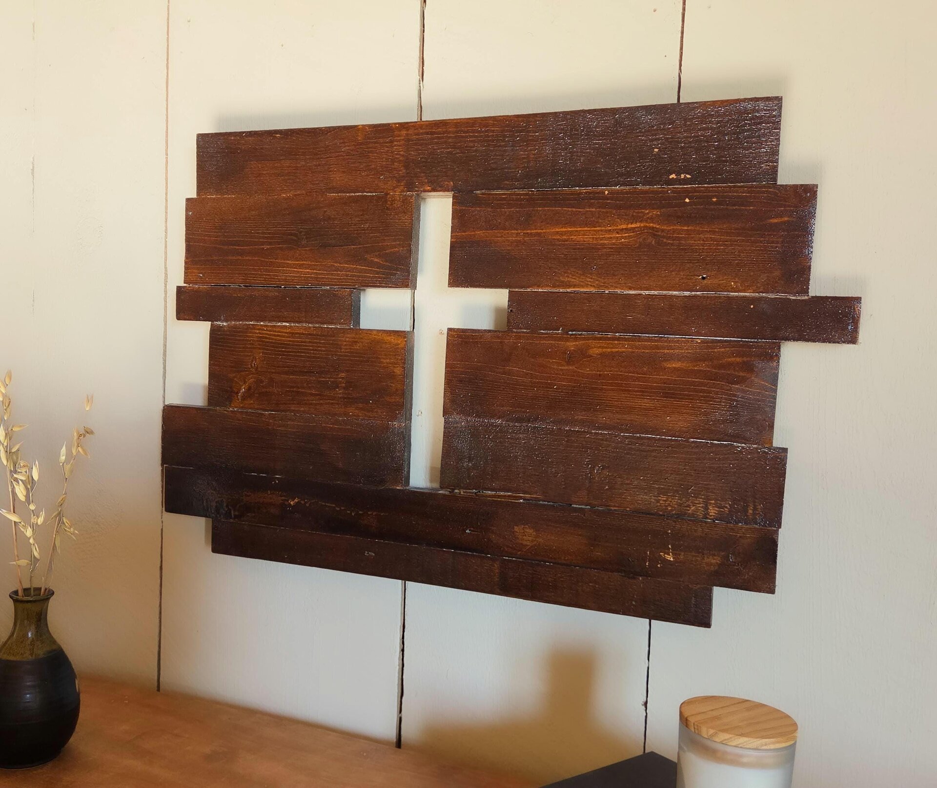 Handmade Reclaimed Wood Cross Wall Art | Rustic Christian Western Decor