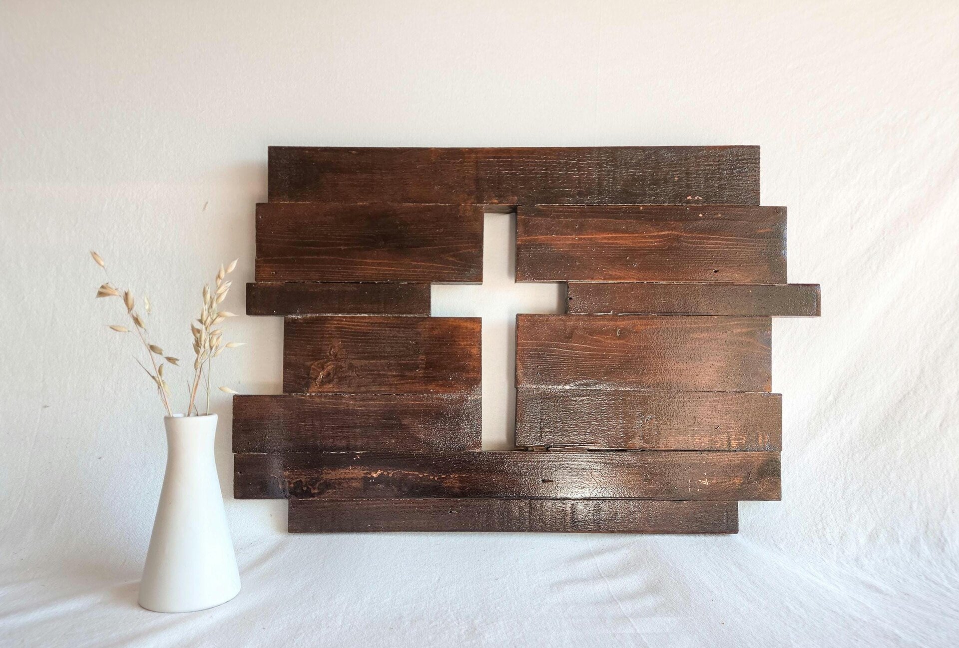 Handmade Reclaimed Wood Cross Wall Art | Rustic Christian Western Decor